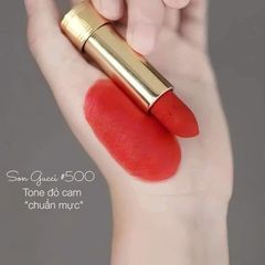 Son Gucci Rouge À Lèvres Mat lì mịn, chuẩn và bám màu tốt, #500 Odalie Red cam đỏ.