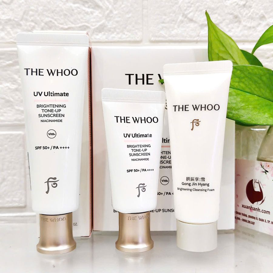 Set kem chống nắng The Whoo UV Ultimate Brightening Tone-Up bảo vệ và nâng tone sáng da (Limted)