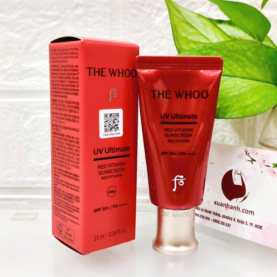 Kem chống nắng The Whoo UV Ultimate Red Vitamin bảo vệ và sáng hồng da rạng rỡ, 25ml