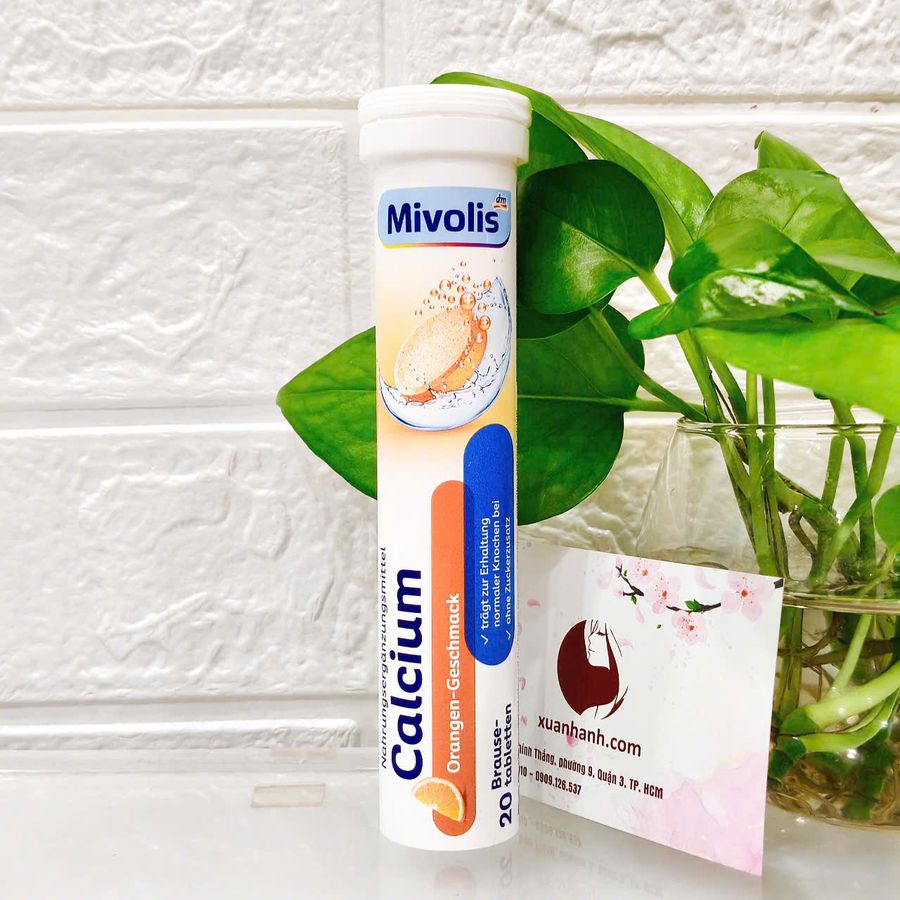 Viên sủi Mivolis Calcium tăng cường Canxi giúp xương chắc khỏe, hàng nội địa Đức - 20 viên