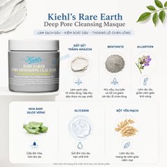 Mặt nạ Kiehl's Rare Earth Pore đất sét thanh tẩy, se lỗ chân lông, kháng viêm da, 14ml