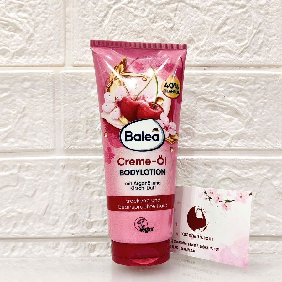 Dưỡng thể Balea Cream- Öl Argan và Cherry mềm mịn cùng hương thơm dịu nhẹ, 200ml (NEW)