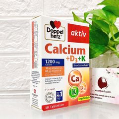 Canxi Doppel Herz Calcium 1200+D3+K hỗ trợ phát triển chiều cao, ngừa loãng xương, 30 viên (New)