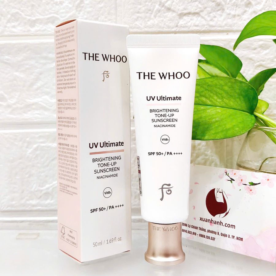 Kem chống nắng The Whoo UV Ultimate Brightening Tone-Up bảo vệ và nâng tone sáng da, 50ml