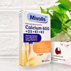 Canxi Mivolis Calcium 600+D3+K hỗ trợ xương chắc khỏe, bổ sung canxi cho cơ thể, 30 viên (New)
