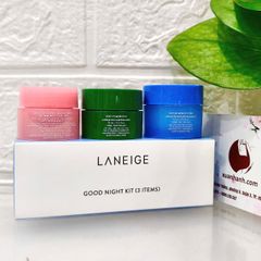 Combo 3 mặt nạ ngủ Laneige Good Night Kit cho mặt và môi dùng nhanh
