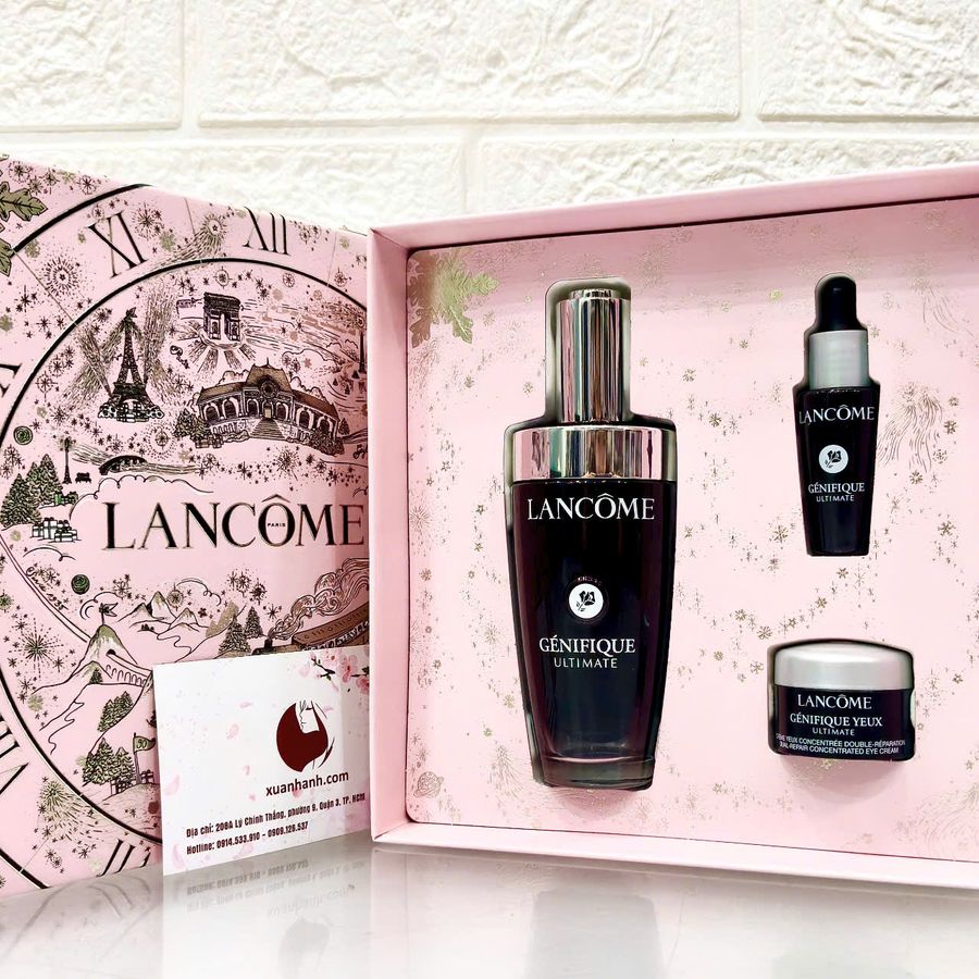 Set serum Lancome Genifique Ultimate phục hồi tối ưu, trẻ hóa da, TẶNG 2 mini.