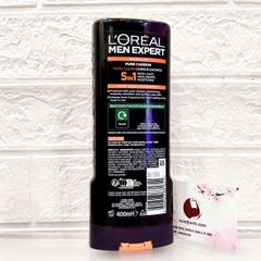 Tắm gội nam L’oreal Men Expert 5in1 Pure Carbon cuốn hút, nam tính (màu đen) - 400ml