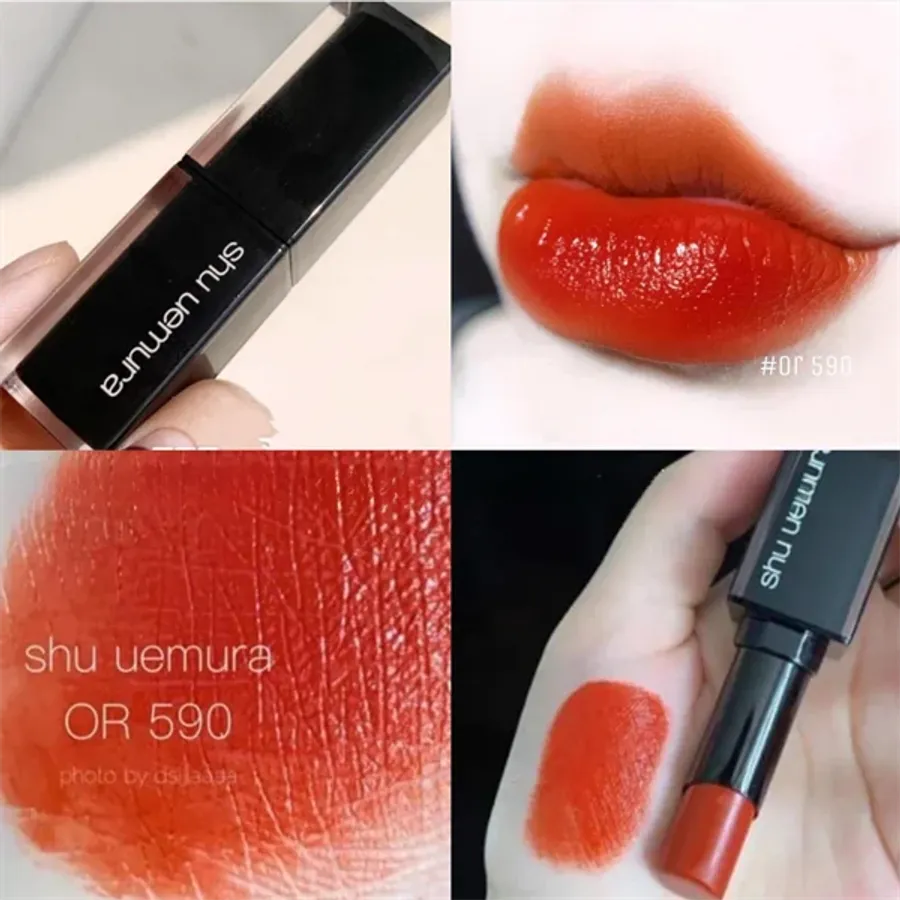 Son Shu Rouge Unlimited Kinu Matte lì mịn, #OR590 cam cháy nóng bỏng, hiện đại 