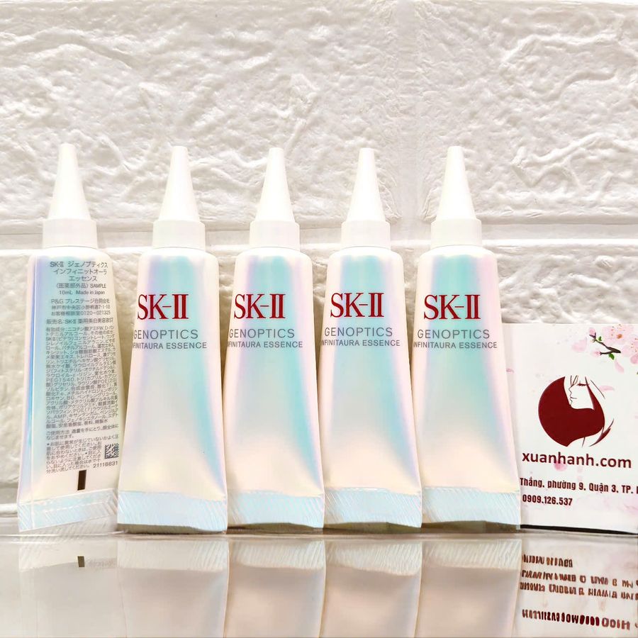 Combo 5 tinh chất SKII Genoptics InfinitAura Essence trắng sáng, căng mọng đều màu da, 10mlx5