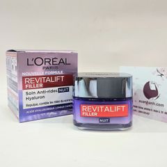 Kem dưỡng đêm L'oreal Revitalift Filler Hyaluron căng mịn và trẻ hóa da chuyên sâu, 50ml (new)