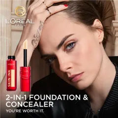 Kem nền và che khuyết điểm 2in1 L'oreal Skin Ink nhanh gọn, bền màu, tự nhiên