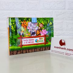 Khẩu trang y tế Qmask đạt chuẩn y khoa cho bé - 3 lớp kháng khuẩn, hộp 50 cái - Mua 2 Tặng 1