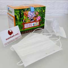 Khẩu trang y tế kháng khuẩn Qmask cho trẻ em, 3 lớp chuẩn y tế, 50 cái, trắng - MUA 1 TẶNG 1