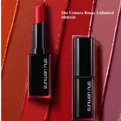 Son Shu Uemura Rouge Unlimited Levres mịn đẹp, #RD160 đỏ dâu nữ tính, tươi trẻ.