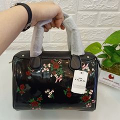 Túi Coach Signature Mini Bennett Crossbody Satchel dạng trống, cổ điển, đen hoa