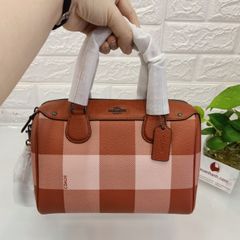 Túi Coach Signature Mini Bennett Crossbody Satchel dạng trống, cổ điển, caro (22.86x16.51x12.7cm)