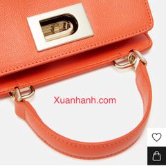 Túi xách Furla 1927 Top Handle da thật, form vuông thời thượng,#Clivia (Cam) - TẶNG COMBO HOT