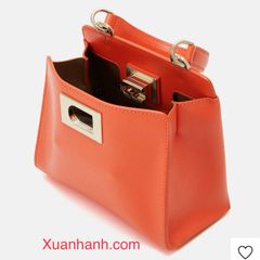Túi xách Furla 1927 Top Handle da thật, form vuông thời thượng,#Clivia (Cam) - TẶNG COMBO HOT