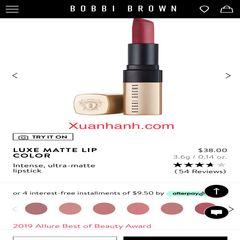Son Bobbi Brown Luxe Matte Lip Color lì mịn, lâu trôi, hồng nude Nude Reality