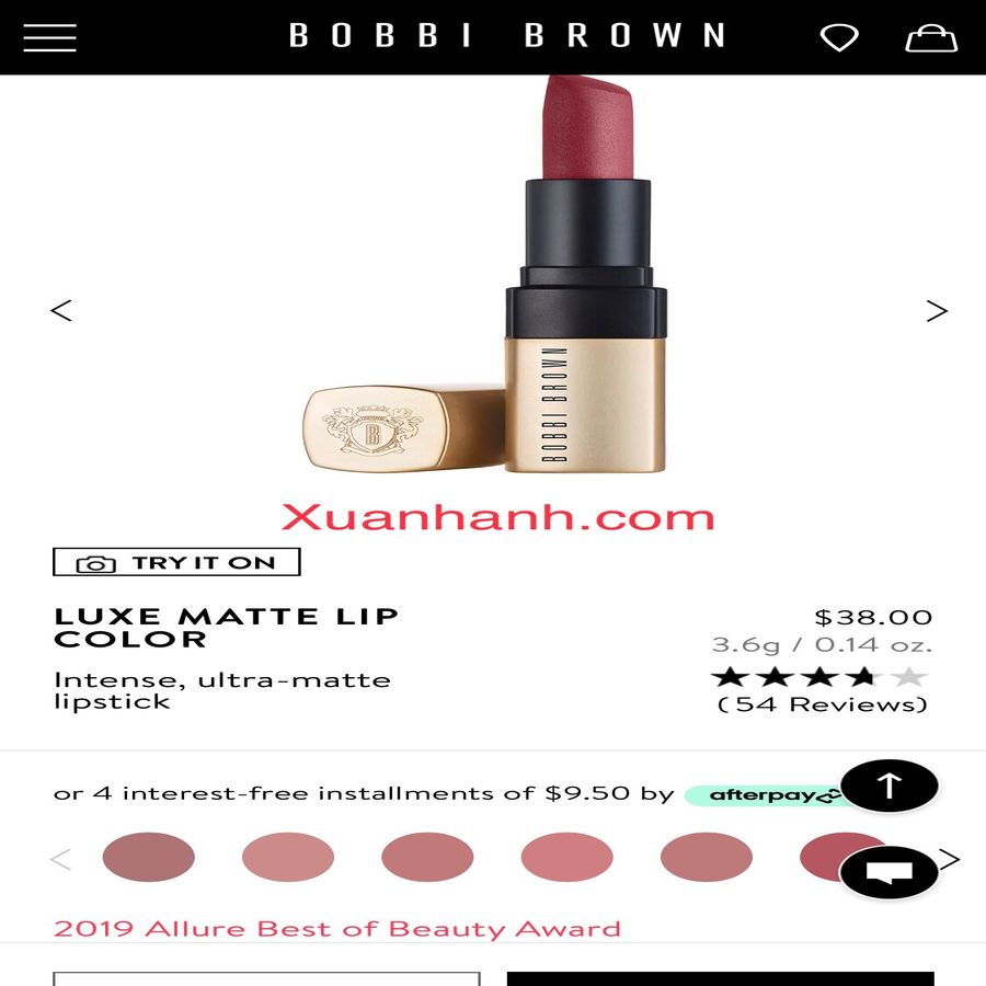 Son Bobbi Brown Luxe Matte Lip Color lì mịn, lâu trôi, hồng nude Nude Reality