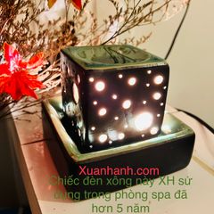 Đèn xông tinh dầu 3in1, đèn ngủ, trang trí handmade từ gốm Bát Tràng Việt Nam.