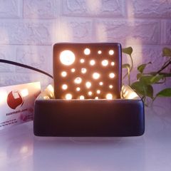 Đèn xông tinh dầu 3in1, đèn ngủ, trang trí handmade từ gốm Bát Tràng Việt Nam.
