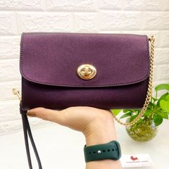 Túi Coach #Metallic Raspberry sắc tím sang trọng, nhỏ gọn (20x13cm)