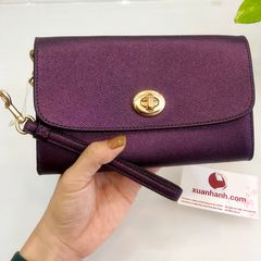 Túi Coach #Metallic Raspberry sắc tím sang trọng, nhỏ gọn (20x13cm)