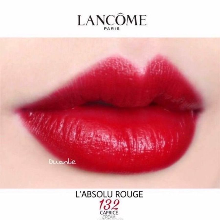 Son Lancome L'absolu Rouge 132 Caprice đỏ ánh cam, chất kem lì, mini