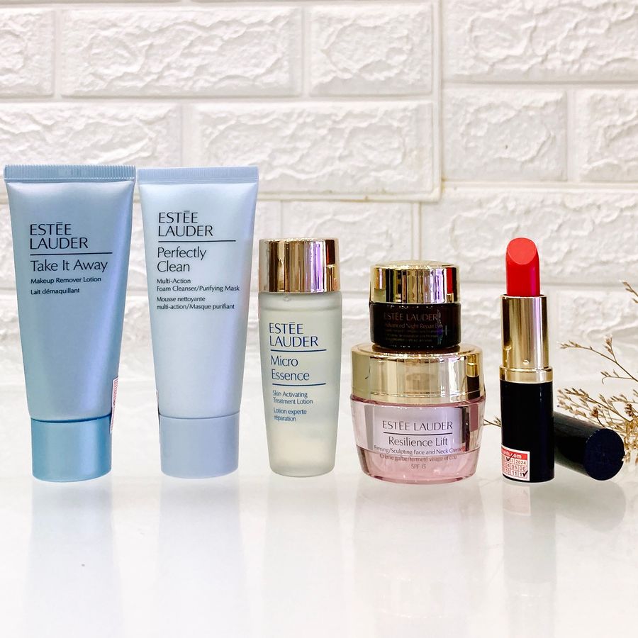 Set Estee Lauder phục hồi, chống lão hóa mặt + mắt cơ bản và son siêu xinh, 7sp