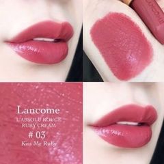 Son Lancome 03 L'absolue Rouge Ruby Cream, Kiss Me đỏ hồng đất siêu ngọt (THANH LÝ)