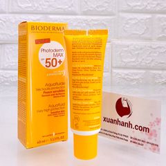 Chống nắng Bioderma Photoderm Max Aqua Fluide SPF 50+ dạng sữa lỏng, thoáng nhẹ da