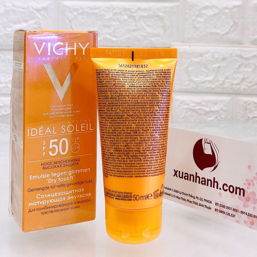 Kem chống nắng Vichy Ideal Soleil Dry Touch SPF50 thoáng nhẹ, không bóng dầu