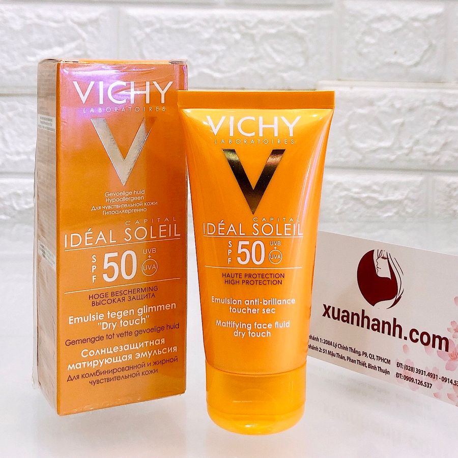 Kem chống nắng Vichy Ideal Soleil Dry Touch SPF50 thoáng nhẹ, không bóng dầu