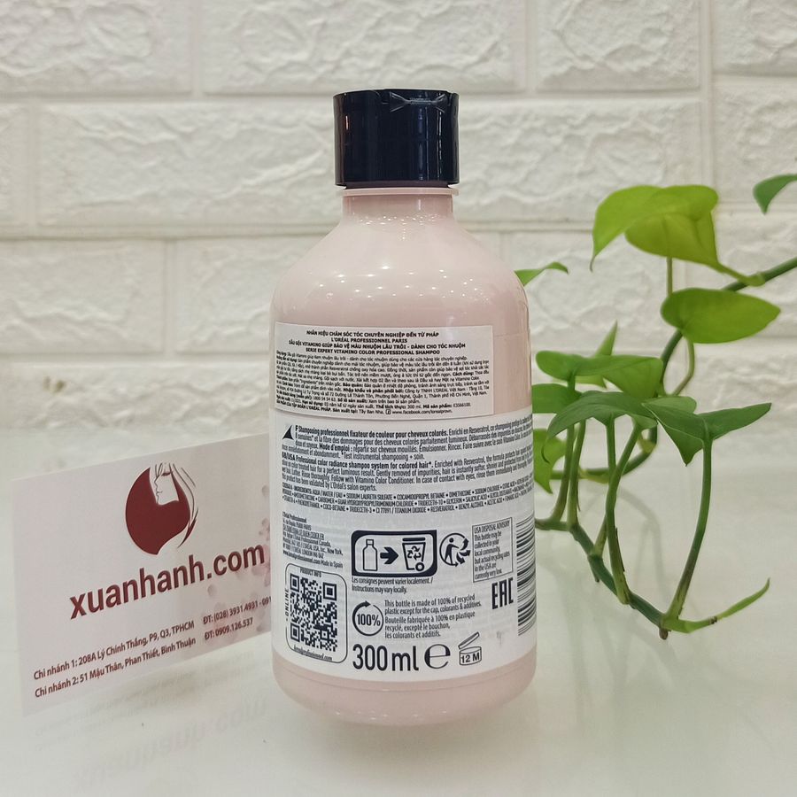 Dầu gội L'oreal Vitamino Color Resveratrol chăm sóc và giữ màu cho tóc nhuộm, 300ml