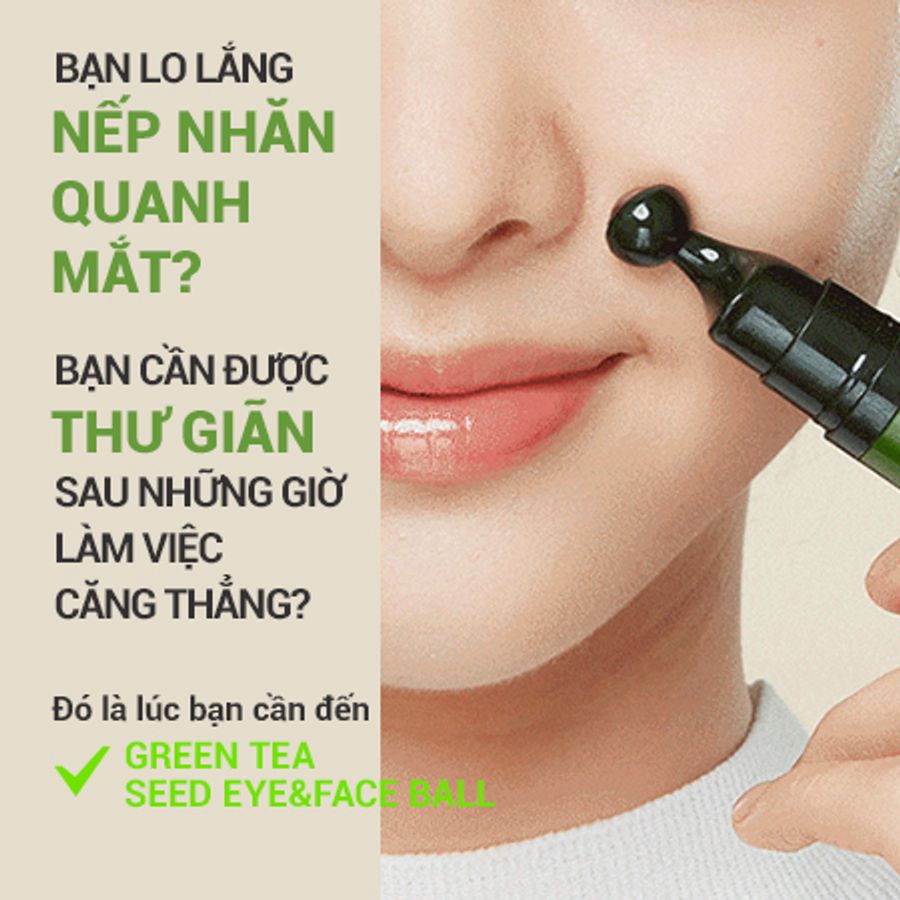 Thanh lăn Innisfree Green Tea Seed Eye&Face Ball - tươi trẻ, giảm thâm bọng mắt, 10ml