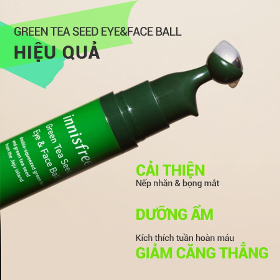 Thanh lăn Innisfree Green Tea Seed Eye&Face Ball - tươi trẻ, giảm thâm bọng mắt, 10ml