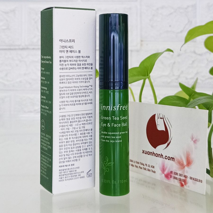 Thanh lăn Innisfree Green Tea Seed Eye&Face Ball - tươi trẻ, giảm thâm bọng mắt, 10ml