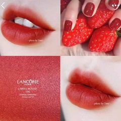 Son Lancome 196 L'absolu Rouge Drama Matte lì mịn, Orange Sanguine đỏ cam đất