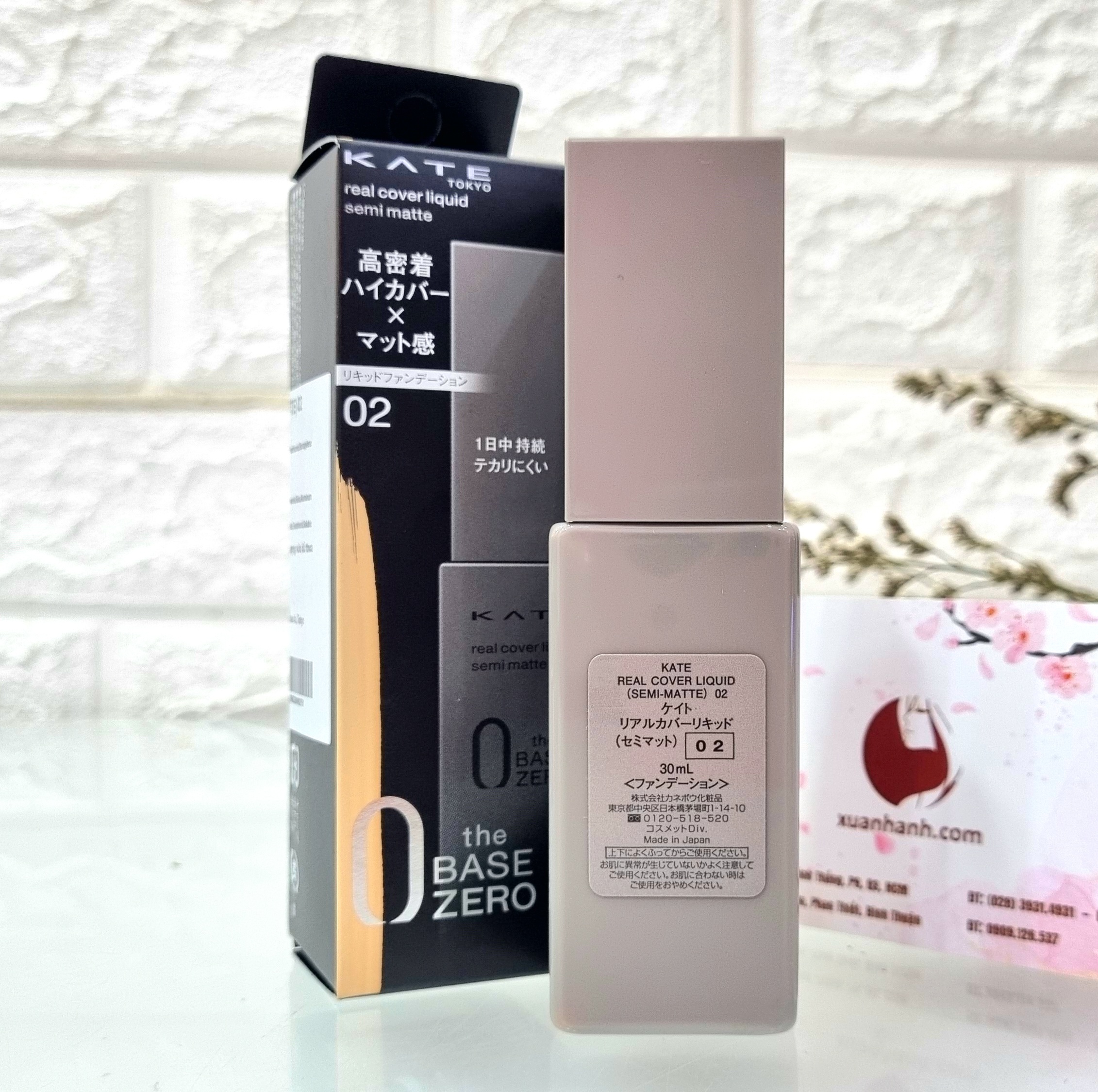 Kem nền Kanebo Kate Semi-Matte che phủ tốt, lì mịn, căng mượt, #02 sáng tự nhiên