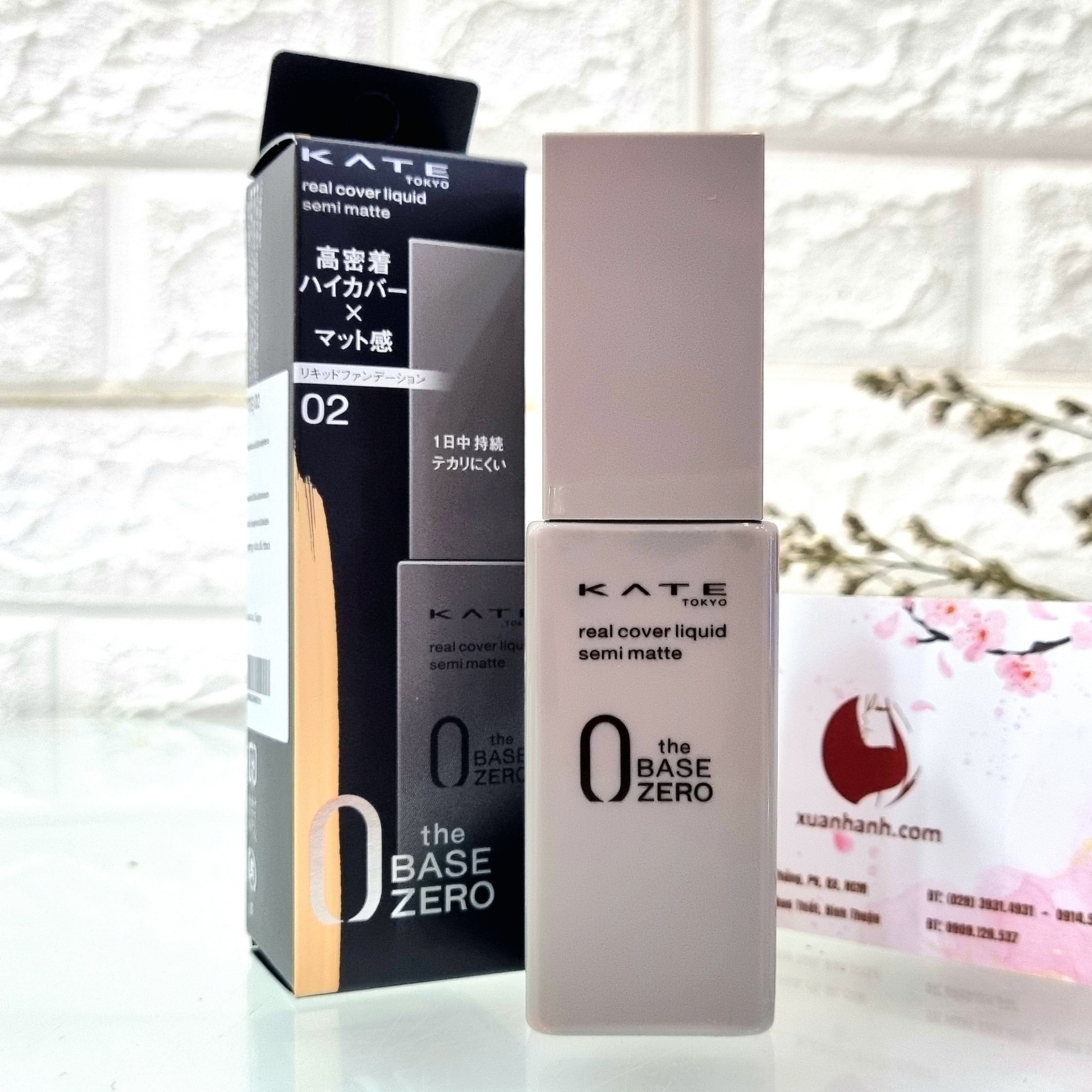 Kem nền Kanebo Kate Semi-Matte che phủ tốt, lì mịn, căng mượt, #02 sáng tự nhiên