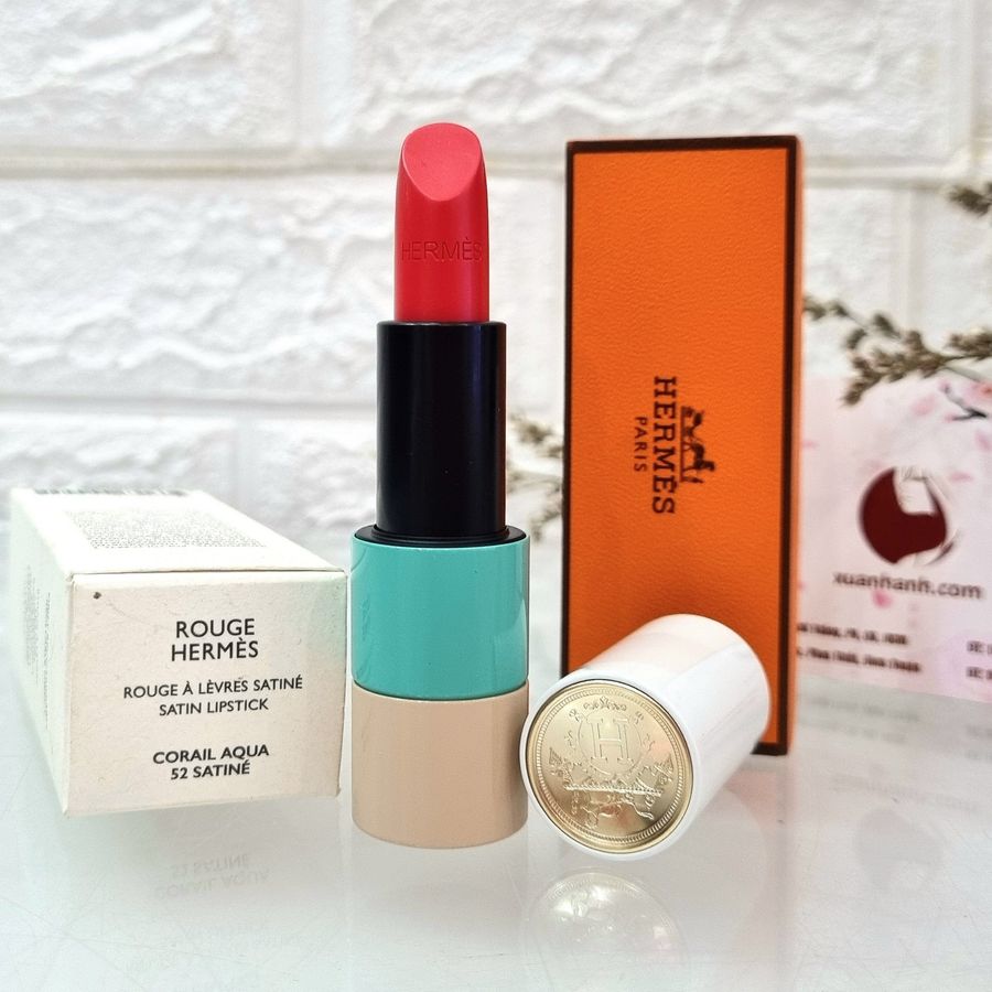 Son Hermes Rouge Satin Lipstick đỏ ánh hồng cam quyến rũ, sexy #52 Corail Aqua (Limited)