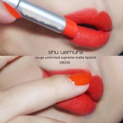 Son Shu Uemura Rouge Unlimited dòng lì, lâu trôi, #550 cam trẻ trung, năng động