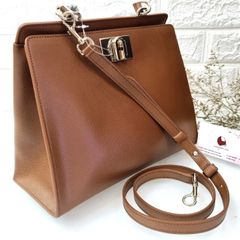 Túi xách Furla 1927 Top Handle da thật, form vuông thời thượng #Cognac (Nâu Tây) - TẶNG COMBO HOT