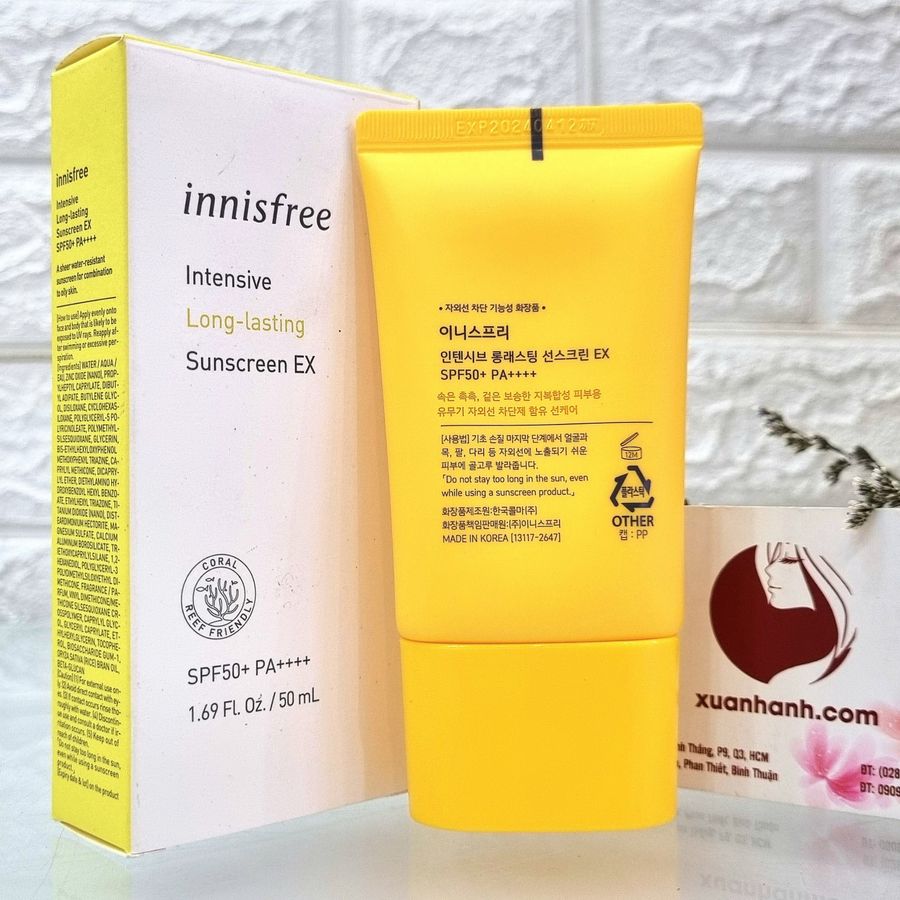 Kem chống nắng Innisfree Intensive Long Lasting Sunscreen EX SPF50+ chống nước, lâu trôi - 50ml