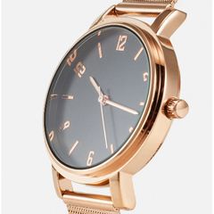 Set đồng hồ nữ Anna Field mặt tròn cổ điển, 2 dây #Rose Gold/Black - 6201