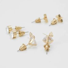 Set 3 kiểu hoa tai Sweet Deluxe đá pha lê, đơn giản thanh lịch