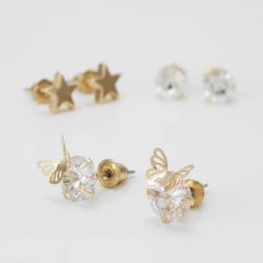 Set 3 kiểu hoa tai Sweet Deluxe đá pha lê, đơn giản thanh lịch