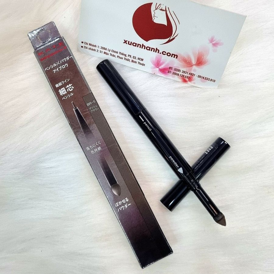 Chì kẻ mày Kanebo Kate Lasting Eyebrow W Slim- đầu tròn mảnh và đầu bột, #BR-5 nâu xám